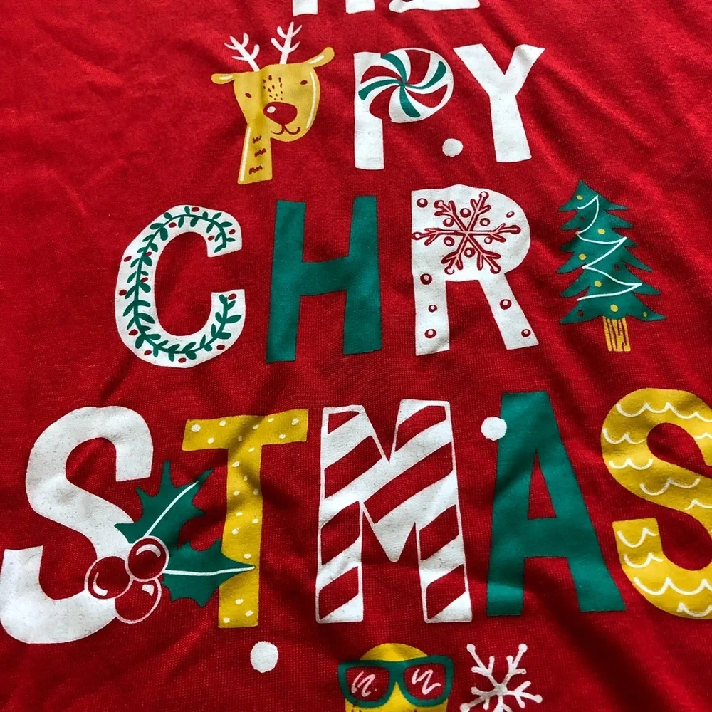 Cat & Jack Shirt Kids Size XL 16 Happy Christmas Long Sleeve